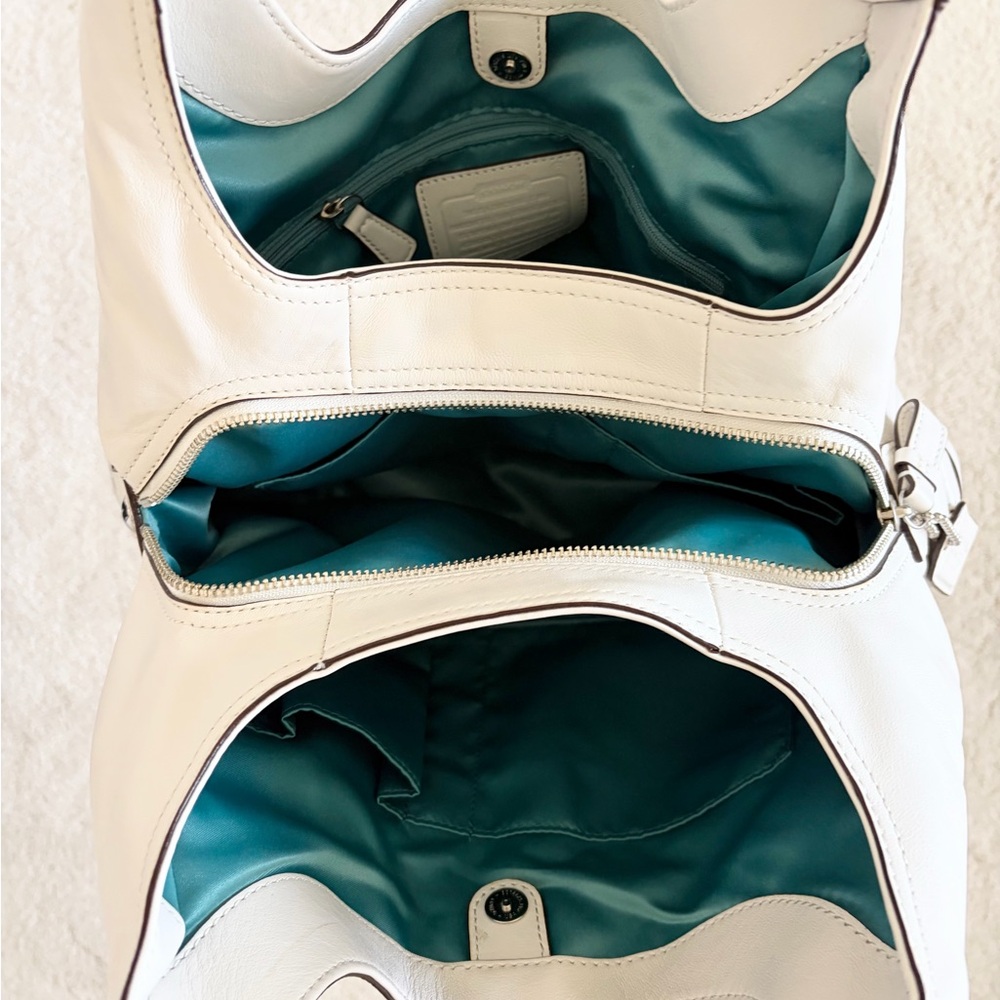 Coach White Genuine Leather Woven Shoulder Bag with Silver Hardware🤍🌿 - Picture 10 of 10